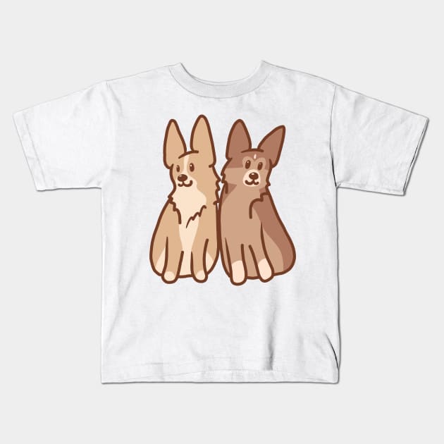 Cute Corgi Best Friends Kids T-Shirt by KelseyLovelle